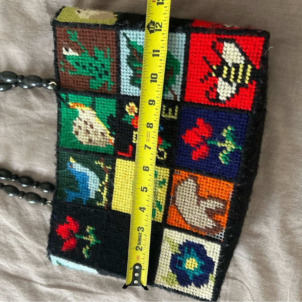 Vintage Needlepoint Patchwork Purse - image 3